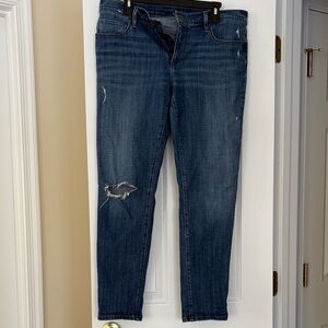 LOFT Blue Distressed Skinny Jeans